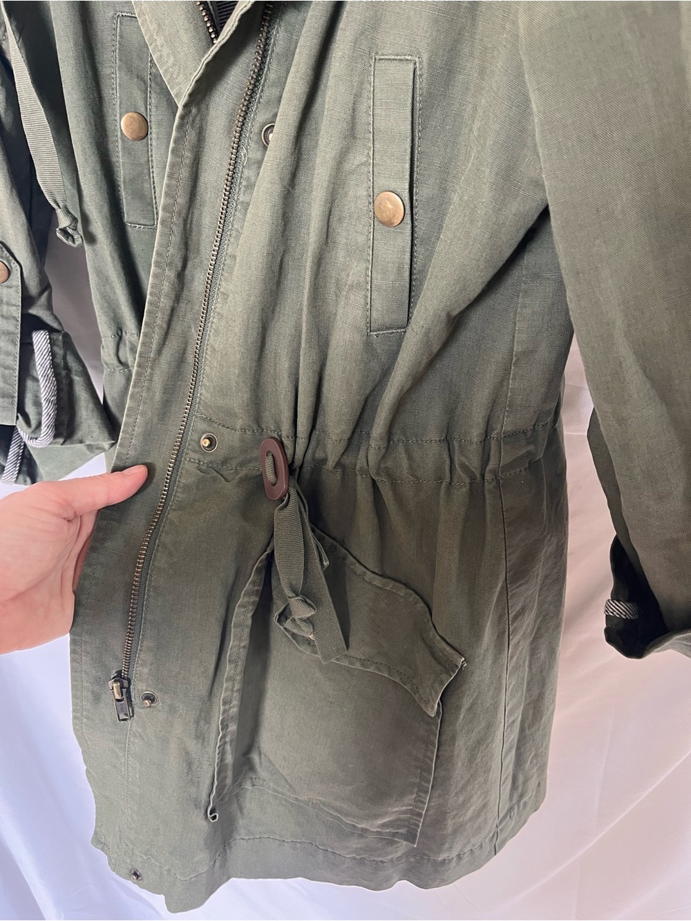 LOFT Olive Utility Jacket with Drawstring Waist - Picture 8 of 9